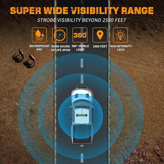 XRIDONSEN 37" 104 LED Roof Top Strobe Light Bar Amber Traffic Advisor Lights Double Side Emergency Warning Safety Flashing w/Magnetic Mount for Construction Vehicles Plow/Tow Trucks Pickup Wrecker