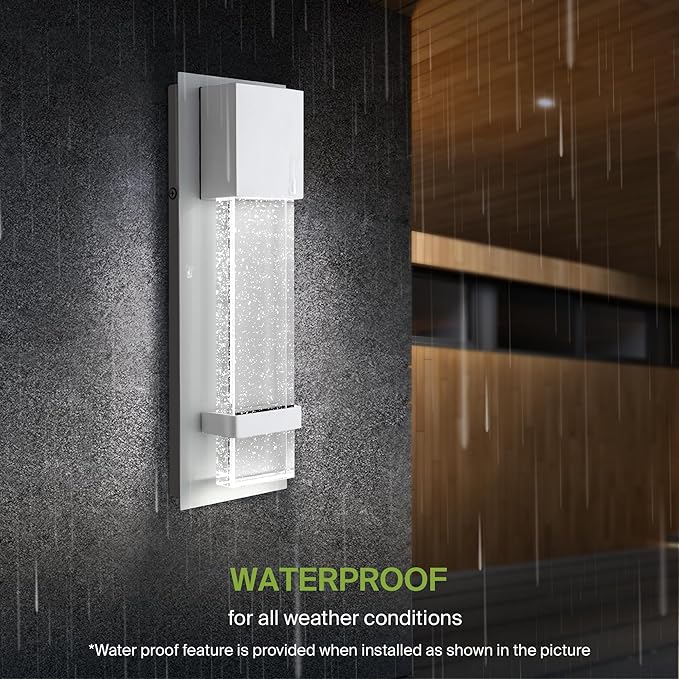 ASD LED 13 Inch Bubble Glass Wall Light Fixture, Exterior Flush Mount Sconce | 3CCT, Waterproof, Dimmable, ETL Listed | 12W 500LM 3000-5000K 120V | Outdoor-Indoor Lighting | White, 2 Pack