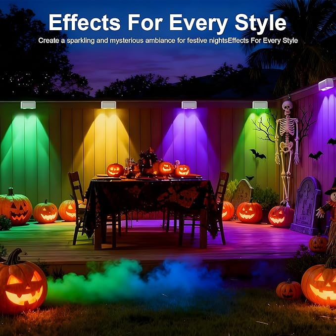 Outdoor Deck Lights, 16 Lights Smart Fence Lights Compatible with Alexa & Google Home, IP65 LED Patio Deck Lighting with Remote, Fence Lighting Music Sync for Patio Yard Garden(104.8ft)