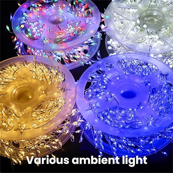 LED Copper Wire Firecracker Light String for Christmas Tree, Cluster Twinkle Lights, Cluster Fairy Lights, Holiday Decoration Atmosphere Lights for Yard, Pot, Shrubs(White, 328ft-3000 Lights-Plug in)