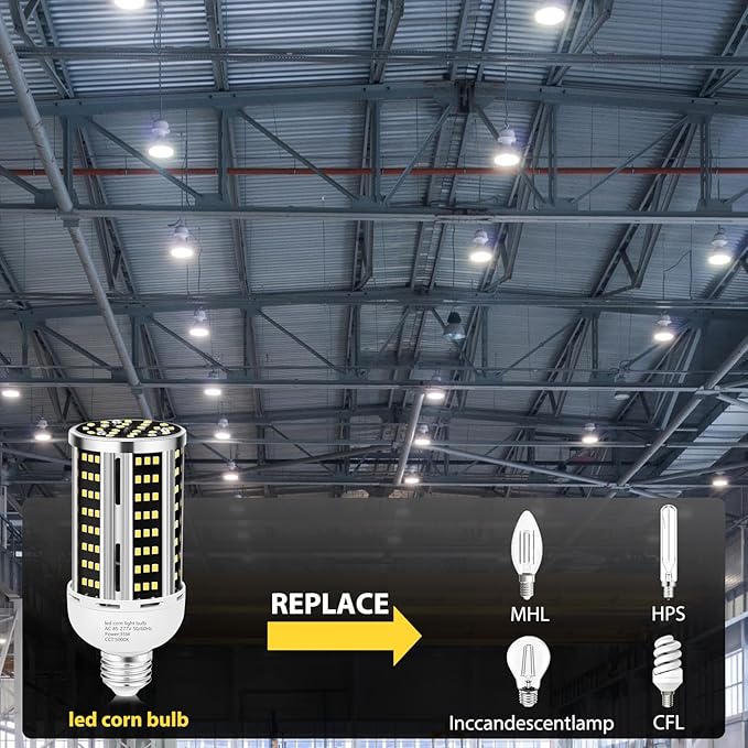 35W LED Corn Light Bulb 2 pack,(300W Equivalent )Commercial Grade Daylight 5000K E26/E39 5000LM Medium Mogul Base LED Lamp,Large Area Lights For Outdoor Indoor Garage Warehouse Factory Bay Light