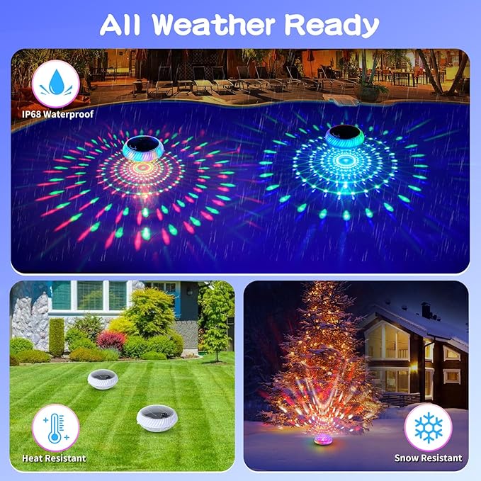 FirstE Solar Floating Pool Lights, 7.6" Dynamic RGB Color Floating Solar Pool Lights IP68 Waterproof, Light Sensing LED Pool Decor Light for Inground, Above Ground Pools, Outdoor, Garden, Party