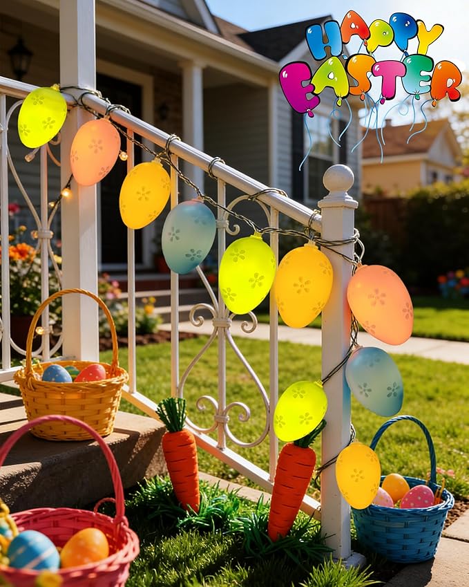 Easter Egg Lights Battery Operated 6.9ft 10 LED Egg Fairy String Lights with Timer, Pastel Easter Lights for Home Bedroom Party Tree Wedding Wreath Indoor Outdoor Spring Decor