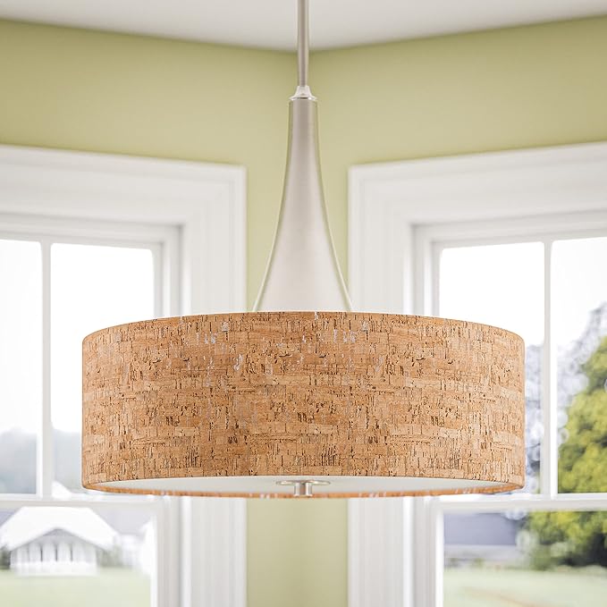 Kenroy Home 93013BS Bulletin 3-Light Pendant, Brushed Steel