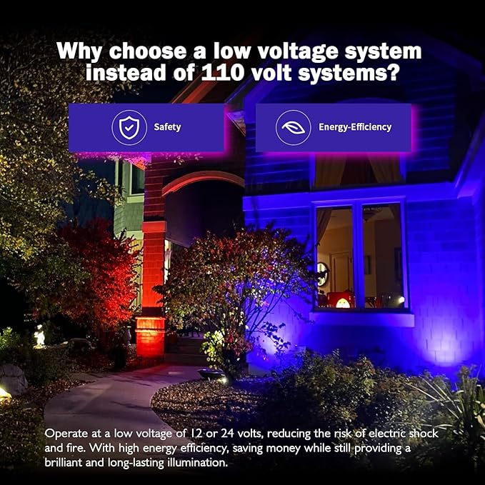 RGBW Low Voltage Landscape Lights, 10W 12/24V Color Changing Landscape Lighting with Remote, IP65 Waterproof Outdoor LED Spotlight for Garden Christmas Halloween, 2 Pack with Connectors