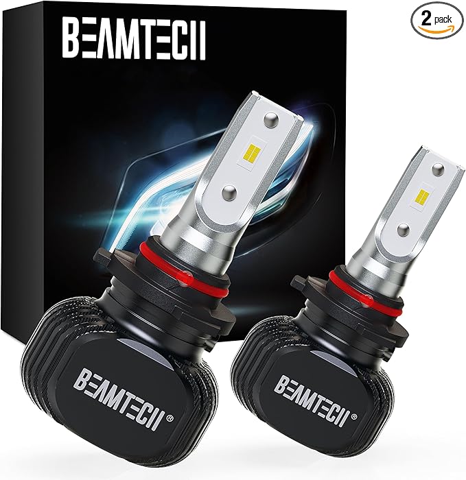 BEAMTECH 9005/HB3 Bulbs, S1 Series Fanless Fog Light 300% Brighter 6500K Xenon White, 2 Bulbs