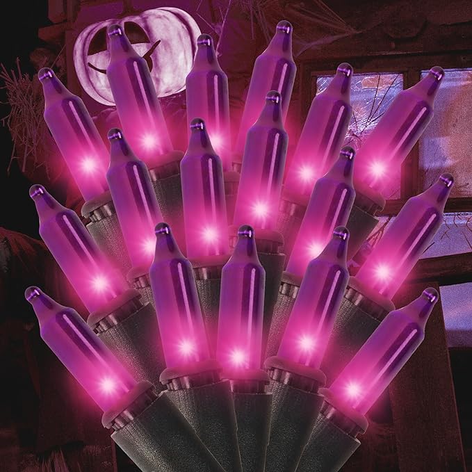 21ft Purple String Lights for Bedroom Halloween Decorations, 100 Purple String Lights Indoor Plug in with Black Wire, Indoor Lights String Outdoor Mini Lights for Halloween Tree Decorations