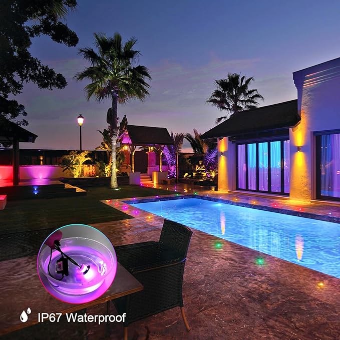 LED Deck Lights Kit Multicolor, 20Pack 1.22" Smart RGBW+IC Recessed Low Voltage Deck Light Work with Alexa/Google Home, IP67 Waterproof 12V Step Lights Outdoor for Garden Yard Path Landscape Decor