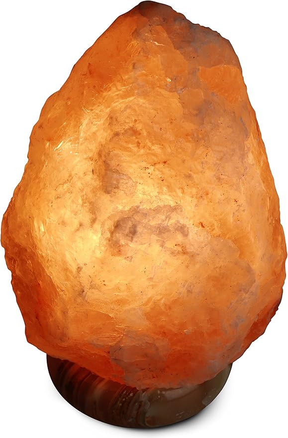 DeluxeComfort Cylinder Himalayan Rock Salt Natural Crystal, 9.5 Inches Tall-Soft Calm Light-Table Lamp, Orange Hue, 9.5", (NSL-AB-95)