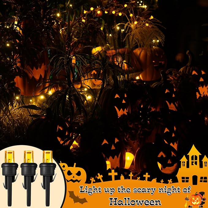 Honoson 180 Count 5 mm LED Halloween Replacement Bulbs Bulk Wide Angle Christmas Light Xmas Tree String Replacement Festival Light Decoration (Black Base with Orange Colors Bulb)