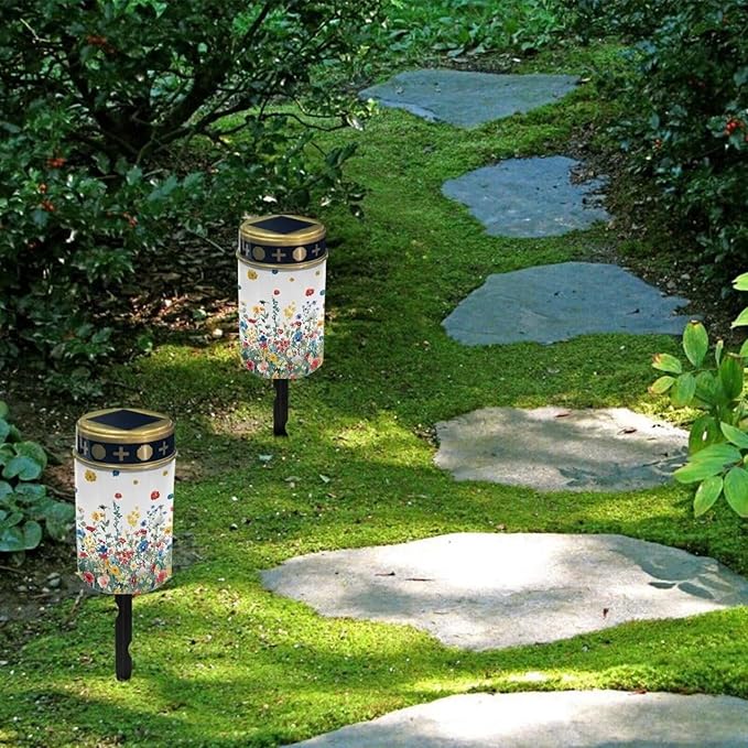 Light for Prayer Cemetery Solar Lights for Grave Cemetery Decor Candle Lamp Floral Solar Powered Landscape Lights for Grave Memorial Gift Decor