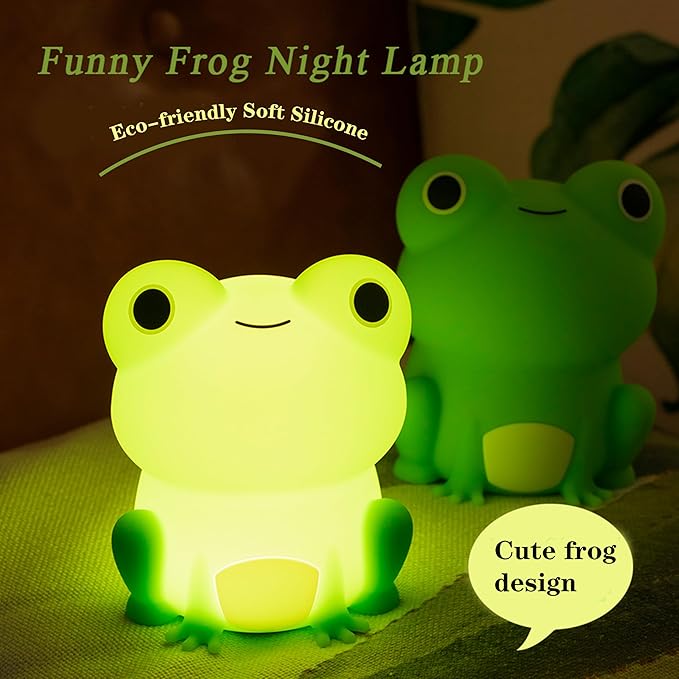 Led Cute Frog Night Light, Dimmable Timer Nursery Kawaii Lamps, Super Squishy Silicone USB Rechargeable Beside Lamp, Used for Camping Party Room Decor (Frog)