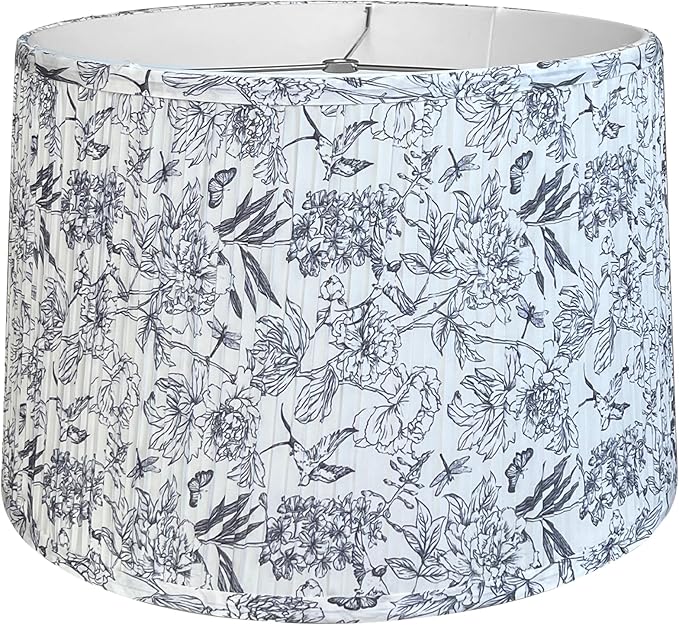 TOOTOO STAR Large Pleated Lamp Shades for Floor Lamps, 14.5" Top x16" Bottom x 10" High, Easy to Assemble, Replacement Print Drum Lampshades for Table Lamps & Bedside Lamps