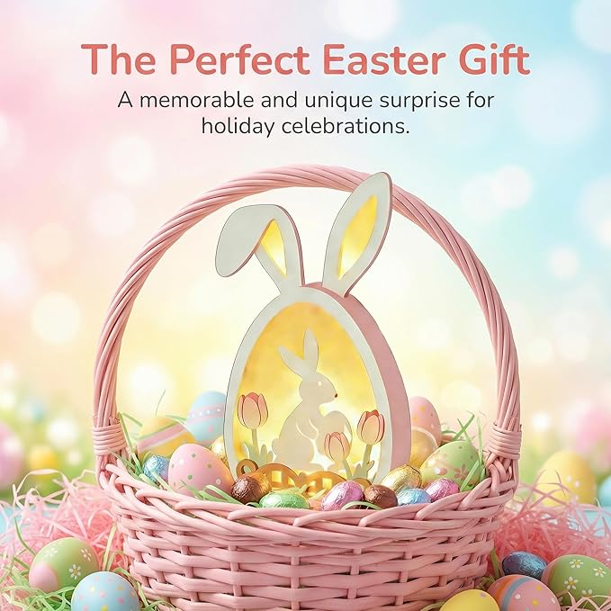 Easter Bunny Night Light - Pastel Glow USB Rabbit Lamp, Soft LED Bunny Decor for Easter Table, Home & Indoor Festive Decorations, Cute Spring Gift (Blue)