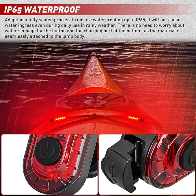 Nilight Marine Boat Navigation Light 2PCS Red Port Bow Lights Four Modes Waterproof Rechargeable Warning Safety Clearance Lamp for Skeeter Yacht Pontoon Trailer Truck Bike Backpack Helmet