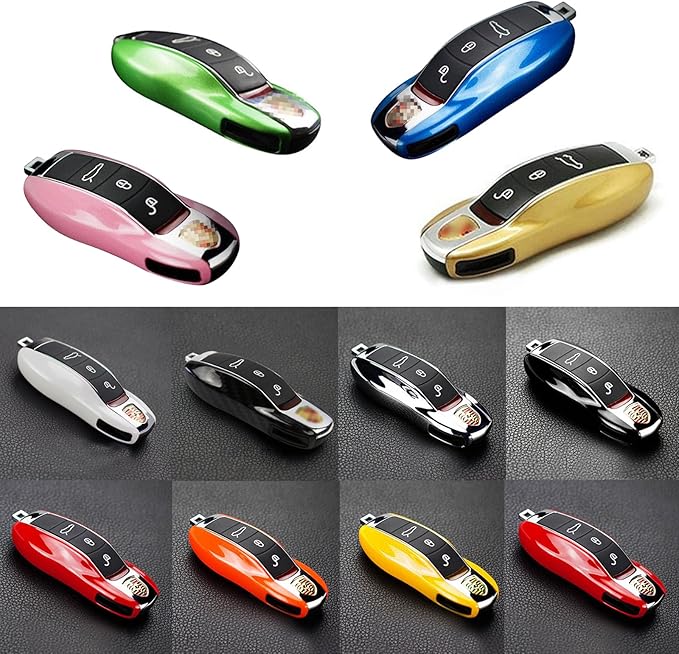 x xotic tech Green Smart Remote Key Fob Protector Cover Shell Case Holder Compatible with Porsche Boxster Cayenne Panamera Cayman Macan Carrera 911 991 918 Spyder(Fits 3 Button)