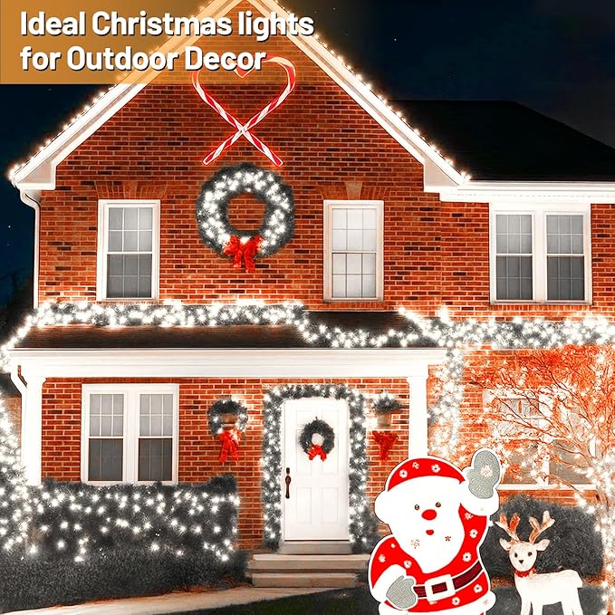 Christmas Lights 1000 LED 328 FT, IP67 Waterproof Christmastree Lights with 8 Modes, Remote Control 3 Timers & Memory Function Xmas Decorations for House and Holiday (Cool White)