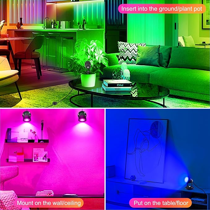 T-SUN Spot Lights Indoor, Led Spot Lights with Smart APP & Remote, Plant Spotlight Indoor Uplights, 16M Colors Floor Light Dimmable Music Sync Timer for Festival Party Tree Decor Home
