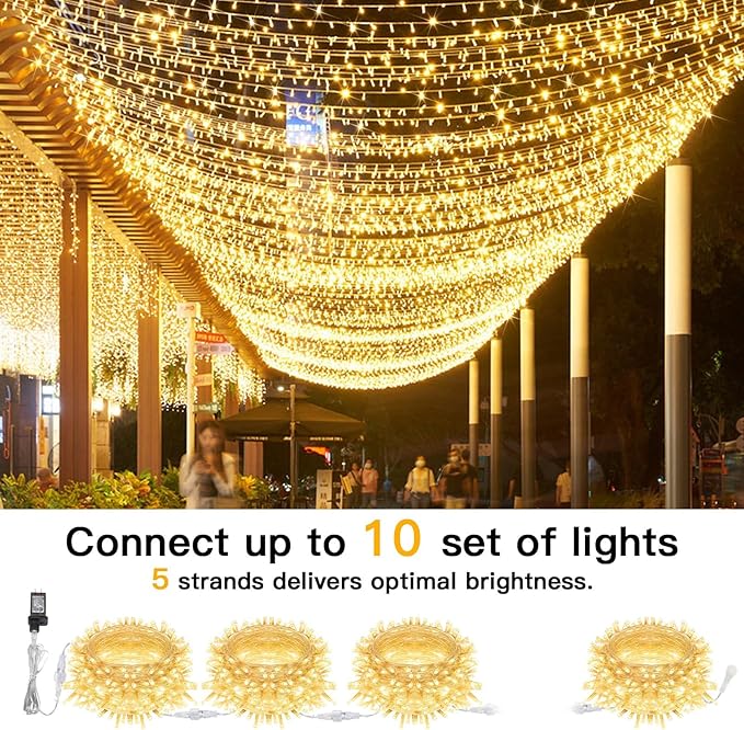 suddus 100 LED String Lights with Remote Control, 33ft Connectable Clear Wire Fairy Lights, 8 Modes & Timer Dimmable, Waterproof Plug in Twinkle Lights for Bedroom, Patio, Christmas Tree - Warm White