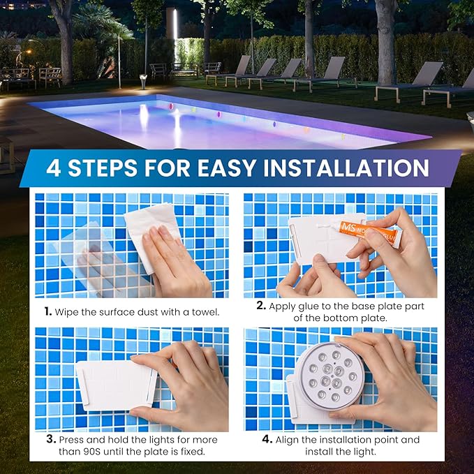 LOFTEK Pool Lights, Rechargeable Submersible LED Lights with Remote, IP68 Waterproof, 16 Colors Underwater Pool Light for Above Ground Inground Pool, Hot Tub, Shower, Bathub, Party, Vase, 2 Pack