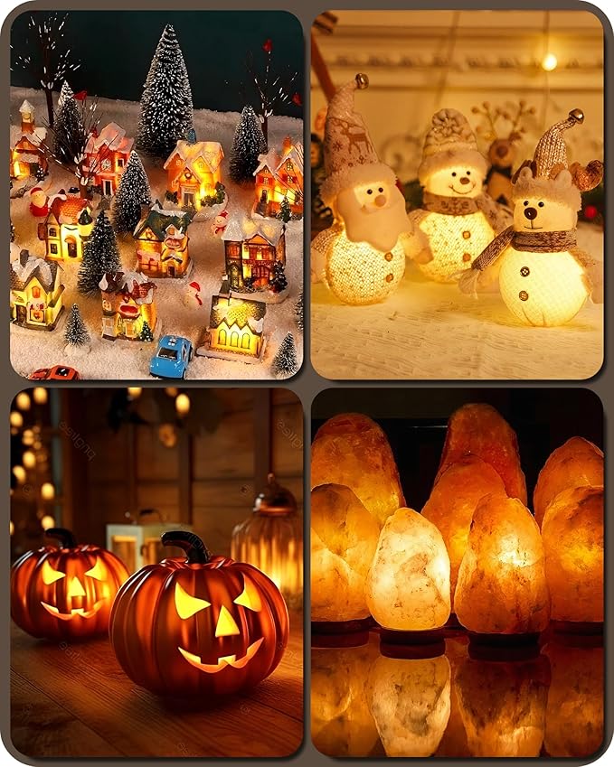 Christmas Village Lights, Decoration String Lights 9Ft with 3 C7 LED Bulbs, Warm White, with Male and Female Plugs, for Christmas Snow House,Pumpkin Crafts,Holiday W05VL05 Village Lights