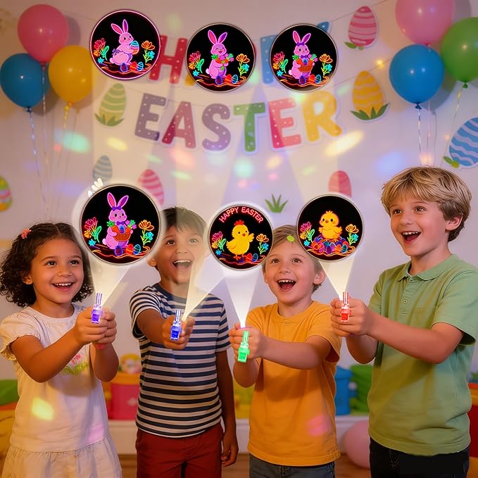 72 Pcs Easter LED Finger Lights for Kids Bunny Egg Party Favors Glow in the Dark Light Up Projector Finger Lights for Birthday Party Goodie Bag Fillers Birthday Easter Basket Stuffers