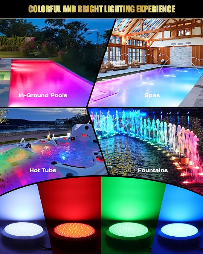 Goldlife P9 10Inch Pool Light with RGB Controller Kit, 50ft Cord 120W 12,000LM LED Underwater Pool Lights for Inground Pools, PC Corrosion-Resistant Swimming Pool Light Fixture