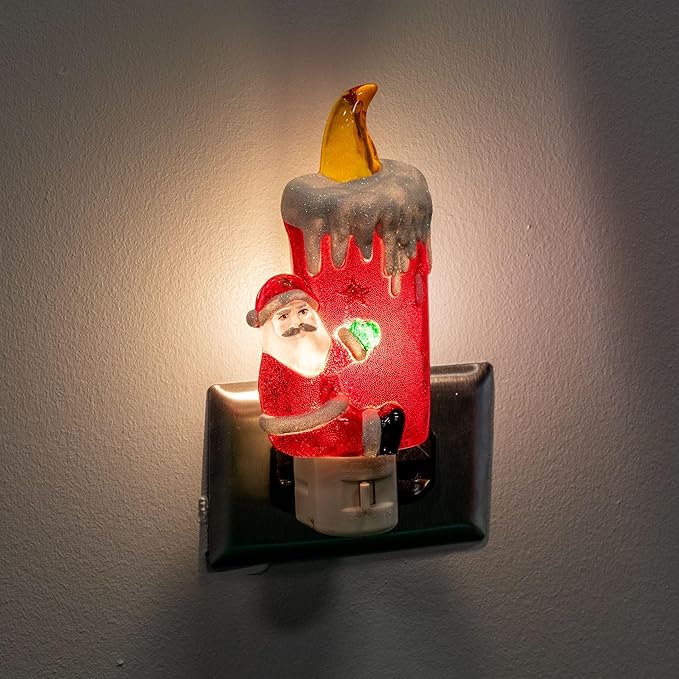 Novelty Lights LED Lamp Santa Claus with Candle Christmas Decoration Night Light with Swivel Plug
