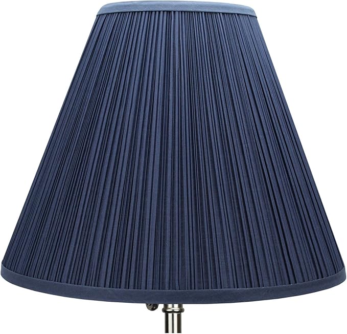 FenchelShades.com 6" Top Diameter x 14" Bottom Diameter x 12" Slant Height Fabric Barrel Lampshade Spider Attachment (Pleated Navy Blue)