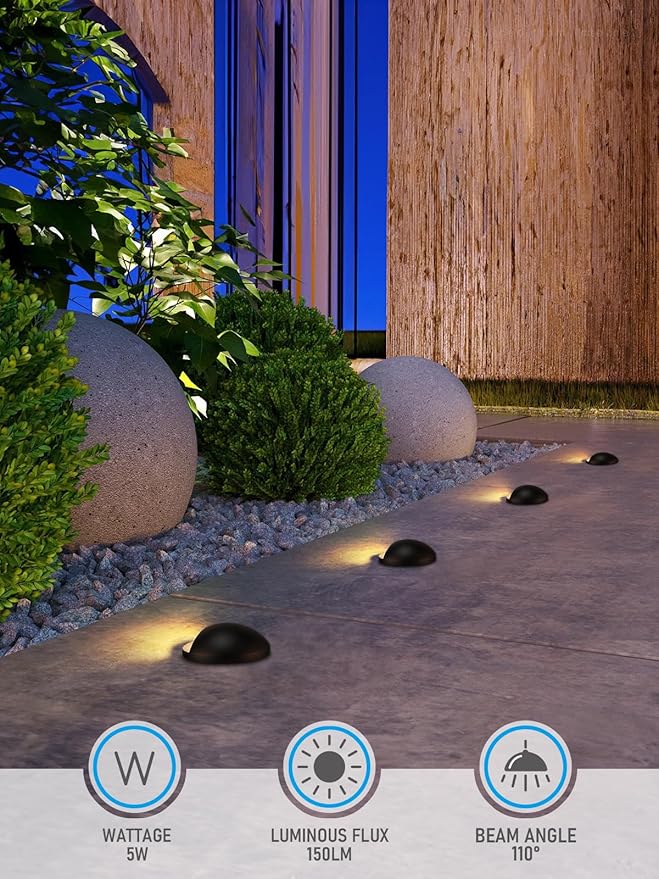 LEONLITE 5W Well Lights Landscape LED, Low Voltage Inground Lights Outdoor, 1800K/2700K/3000K/4000K/5000K Adjustable, Aluminum, ETL Listed, IP67 Waterproof, 12-24VAC/DC, CRI90, 150lm, Black, Pack of 6