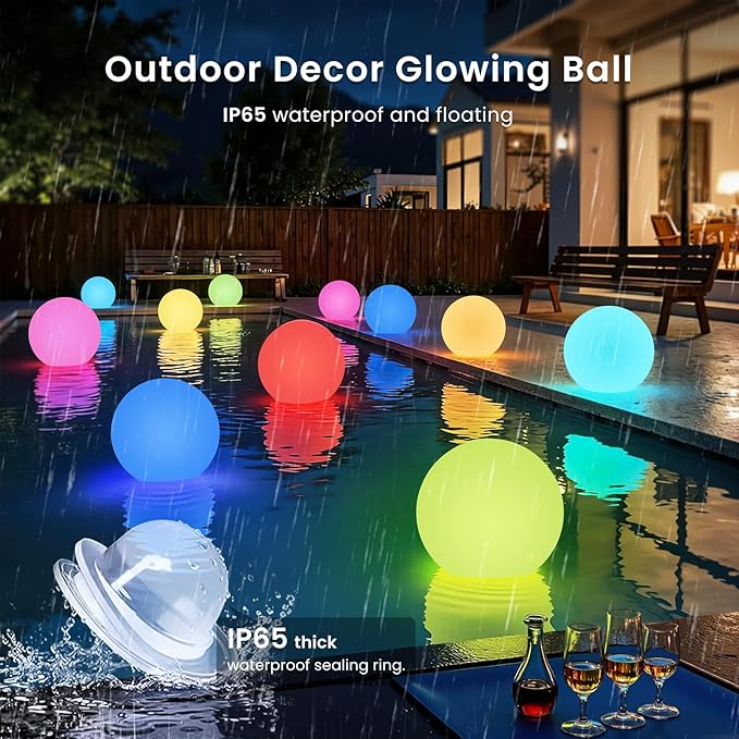 LOFTEK Extra Large Floating Pool Light - 20-inch Rechargeable Orb Light with Remote - 3 Modes & Dimmable & 16 RGB Funky Floor Lamp - Mood Lighting for Bedroom, Living Room, Pool Decor - 1-Pack