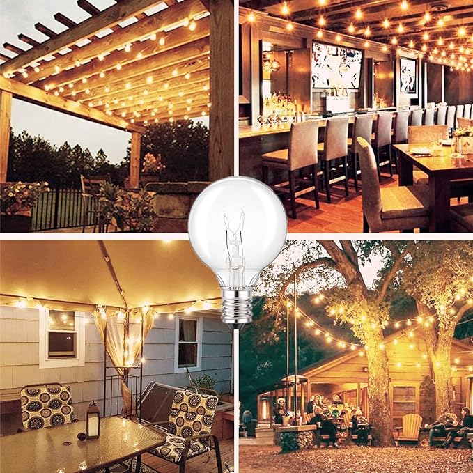 SCOMX Wax Warmer Bulbs, 40 Watt G50 Bulbs for Full-Size Scentsy Warmers, E12 Incandescent Candelabra Base Clear Light Bulbs for Candle Wax Warmer,Halloween Lights,Dimmable - Warm White (40W)