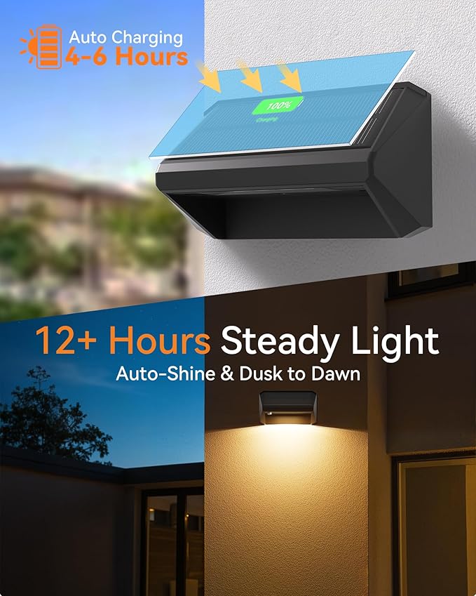 Solar Fence Lights Outdoor, 12 Pack Ultra-Bright 100 Lumens Fence Lights Solar Powered, IP65 Waterproof, 9 Color Modes, 12+ Hours Lighting Decor for Backyard/Patio/Deck/Wall/Pool