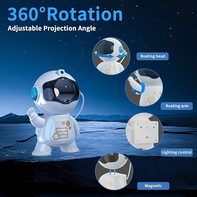 Astronaut Galaxy Projector, 8 Modes Starry Night Light with Remote Control, 360° Adjustable Magnetic Head, 5W LED Nebula Lamp for Bedroom, Kids Room, Game Room, Ceiling, Gift for Christmas Birthday