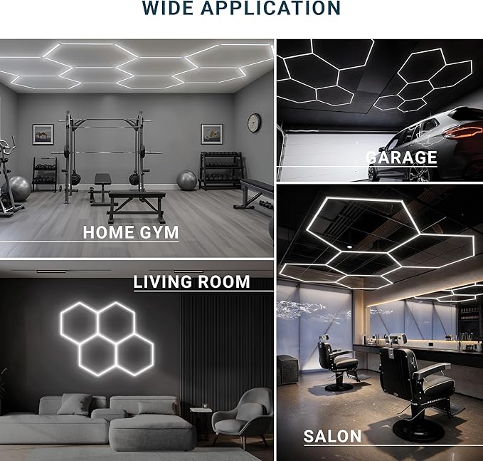 PARMIDA Hexagon LED Garage Lights, Ultra Bright 250W, 25000LM, ETL/FCC, 5 Color Selectable, Honeycomb Modern Ceiling Lighting System for Garage, Workshop, Gym, Shop, Basement (25 Pack, 5 Grids - 5CCT)