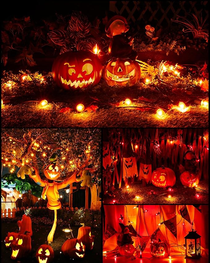 Brightown 25 Pack C9 Halloween Orange Lights, C9 Replacement Light Bulb for Halloween String Lights, E17 Intermediate Base, 7 Watt, Orange
