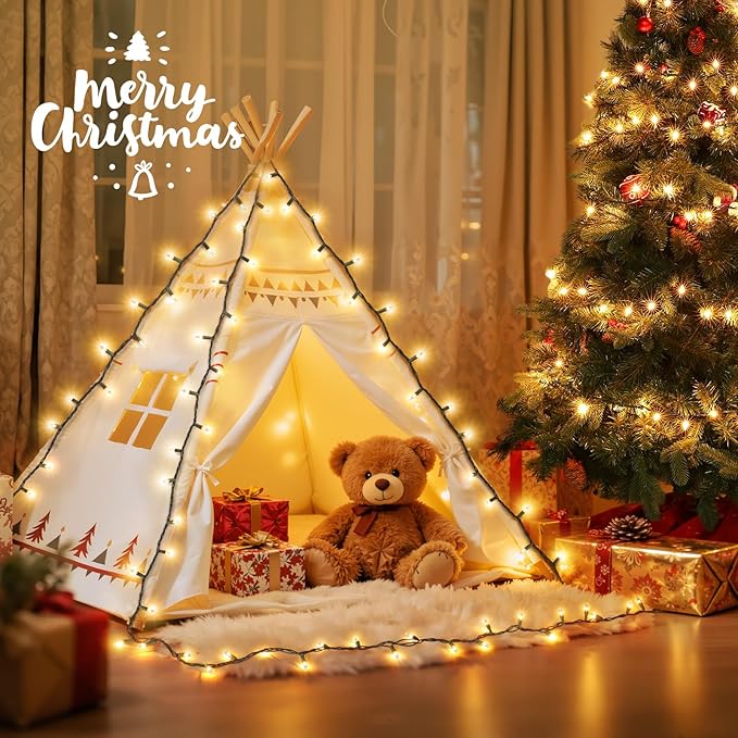 Christmas Lights 2 Pack 50 Count Clear Mini Lights Green Wire UL Certified Connectable Warm White String Lights for Christmas Decor (2 PCS 50 Count)