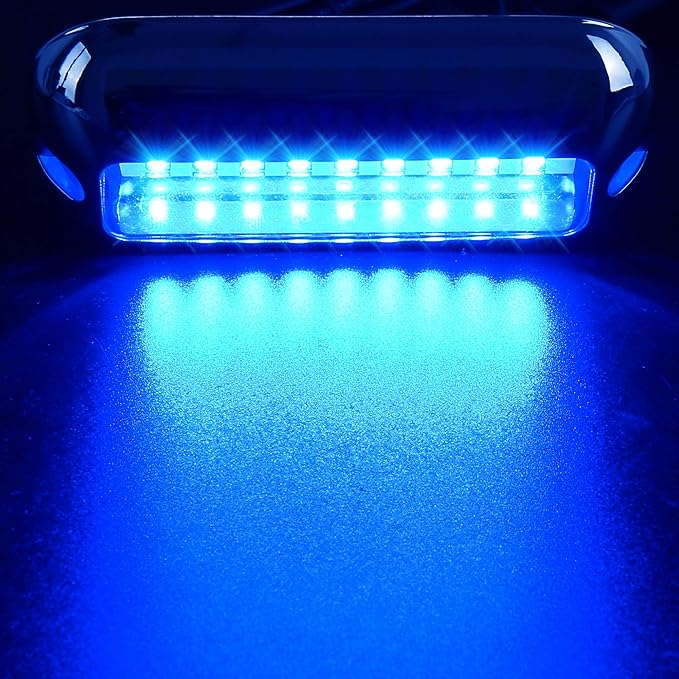 HUSUKU SOOP3 Mini 50W 27LED Waterproof Stainless Steel Transom Led Light, High-Intensity Marine Led Underwater Lights (2 pcs)