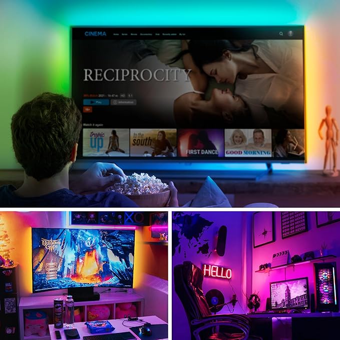 LEPOTEC 1 Pcs RGB LED Wall Lights,Wall Sconces Lamp with App Remote Control,Gaming Light Bar,Under Cabinet Lighting with Music Sync,Rechargeable Battery Operated Night Closet Light for Living Room