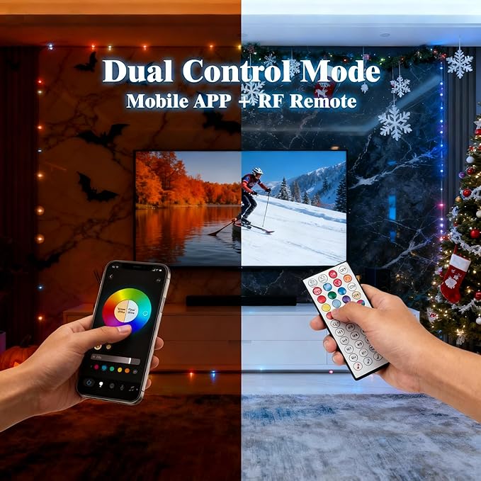 RGB Smart IC Strip Lights with APP Control, 33FT RGB+IC LED Color Changing Rope Lights Outdoor, Waterproof Neon LED Music Sync Flexible Tube Light for Bedroom Living Room Patio Christmas Hoilday