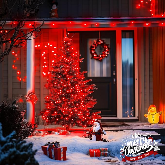 JMEXSUSS 150 LED Red Christmas Lights Indoor Outdoor Waterproof, Connectable 59 Ft Red String Lights Plug in, 8 Modes Twinkle Fairy Light for Bedroom Patio Party Tree Holiday Decor (Pack of 2)