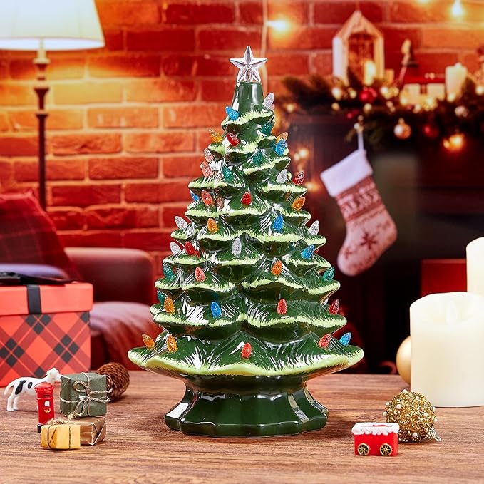 Boao 100 Pieces Ceramic Christmas Tree Bulbs and 5 Stars Replacement Plastic Bulbs for Ceramic Christmas Tree Decorations (4 mm Diameter,Assorted Color)