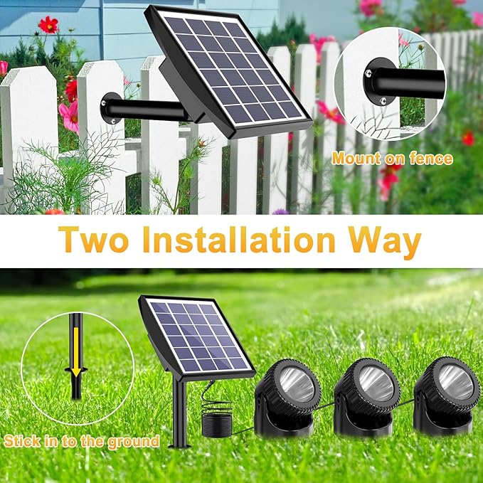 Solar Pond Lights LED Underwater, Smart Auto ON/Off Submersible Fountain Lights with 3-Brightness Modes, IP68 Waterproof Pond Light for Aquarium, Waterfall, Fish Tank, Garden(3 Head Lamp)