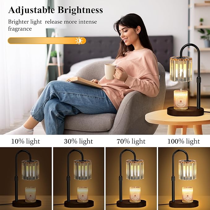 Lukasa Candle Warmer Lamp, with Timer Dimmer Adjustable Height, Home Decor, Room Decor, Wax Melt Warmer for Candles, Gifts for Mom, Birthday Gifts for Women