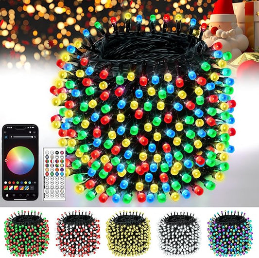 Smart Color Changing Christmas String Lights, 206FT 600LED App Control RGB LED String Lights with Remote & Timer, Waterproof Twinkle Christmas Tree Lights Indoor Outdoor Holiday Xmas Tree Decorations