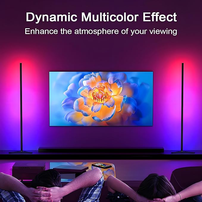 RGB LED Corner Floor Lamp, with App & Remote Control, 16 Million Colors /68+ Scenes/Dimmable/Music Sync/Timer/Modern Farmhouse Decor Led Lights for Bedroom, Gaming Room, Living Room Decor