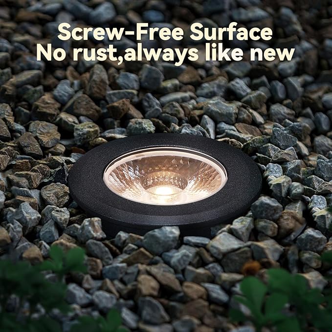 LEONLITE 7W 5CCT Well Lights Landscape LED In Ground, 12-24V AC/DC Low Voltage, CRI90 IP67 Inground Well Lights Outdoor, Black Aluminum Housing, Embedded Parts Included, Pack of 6