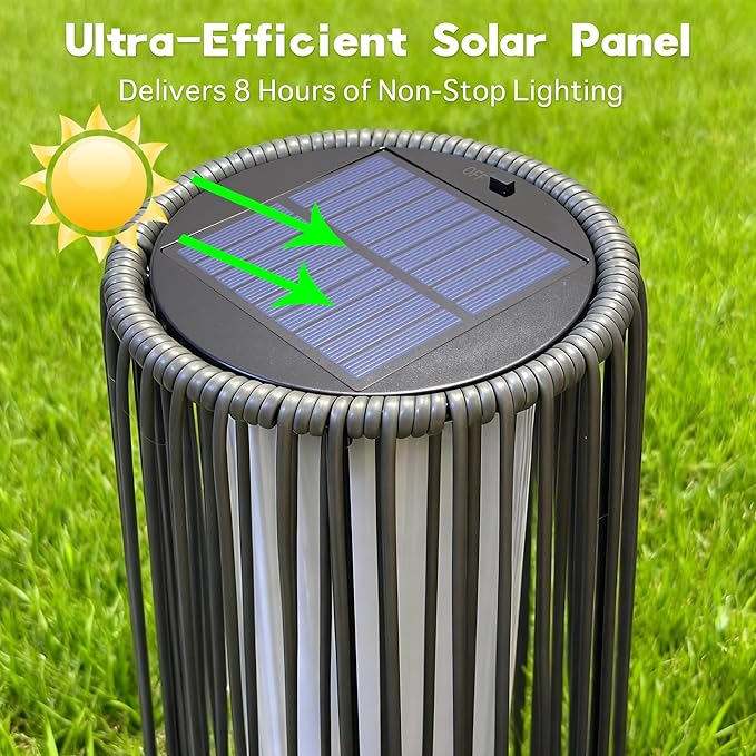EcoGreen Outdoor Floor Solar Light 2-Pack, Wicker Solar Patio Lamp Waterproof Outside Deck Lamp for Porch, Yard, Garden, Lawn Decorations - Gray, Gordes 2 PCS