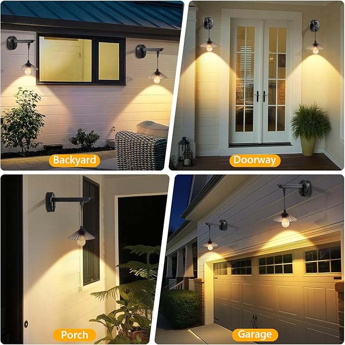 Solar Barn Lights Outdoor, Dusk to Dawn Outdoor Wall Sconces, 3 Lighting Modes with Motion Sensor, Waterproof Farmhouse Wall Mount exterior wall light for Porch, Garage, Patio (1 Pack, Smoky Gray)