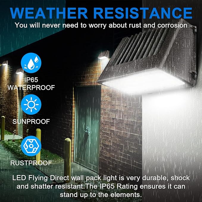 80W LED Full Cut-Off Wall Pack Light with Dusk to Dawn Photocell, 11200LM 5000K, Dimmable Outdoor Area Wall LED Light – Replace 350W MH/HPS, IP65 Waterproof, DLC UL Listed